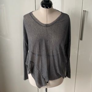 PLEASE Top with Long Sleeve in Gray Size-Medium